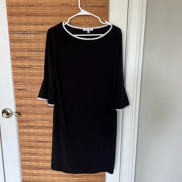 blue dress for baby girl Plus Size Classic 3/4 Sleeve Modest Knee-Length Shift Dress Black / 20 main image 0